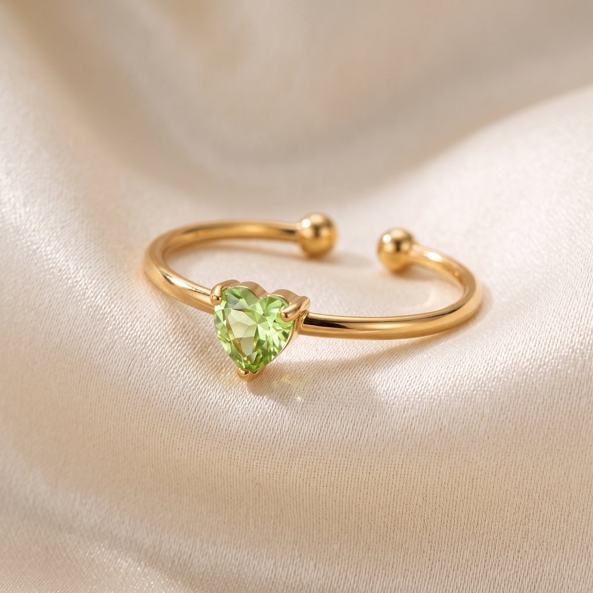 Lundholm Zoe Augustus birthstone ring goud – verstelbaar one size