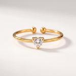 Lundholm Zoe ring april dames goudkleurig – birthstone ring met transparant hartje