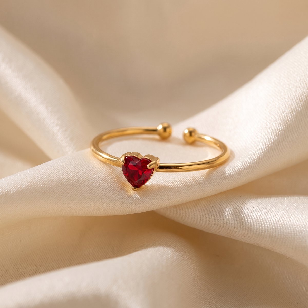 Lundholm Zoe juli geboortesteen ring goud – verstelbaar one size