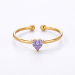 Lundholm Zoe ring juni dames goudkleurig – birthstone ring met lila hartje