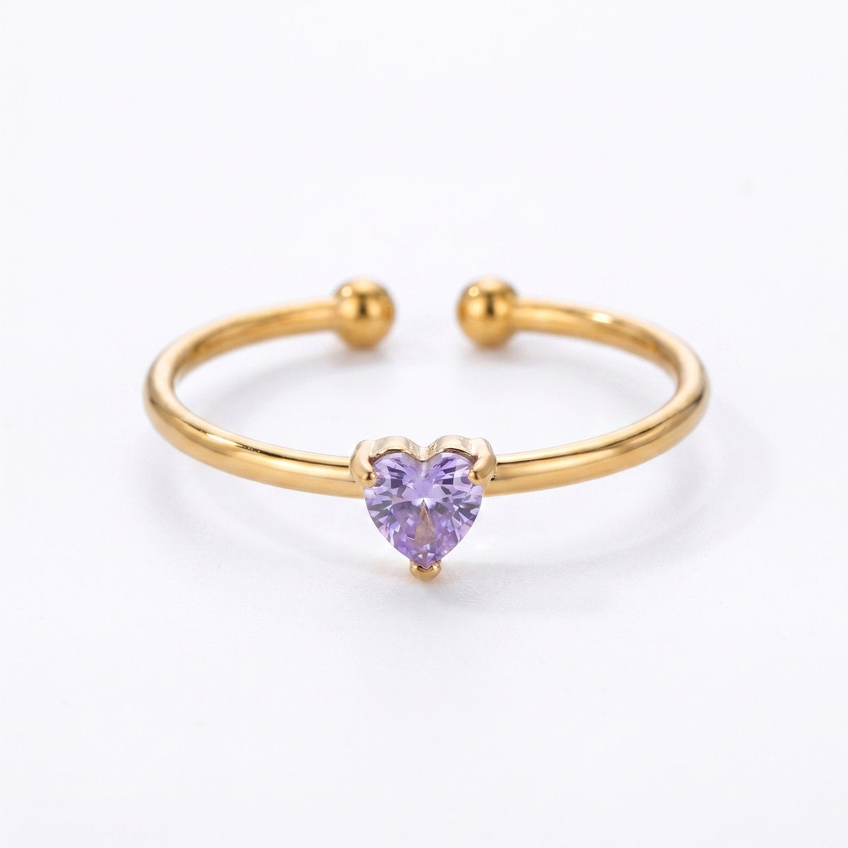 Lundholm Zoe ring juni dames goudkleurig – birthstone ring met lila hartje