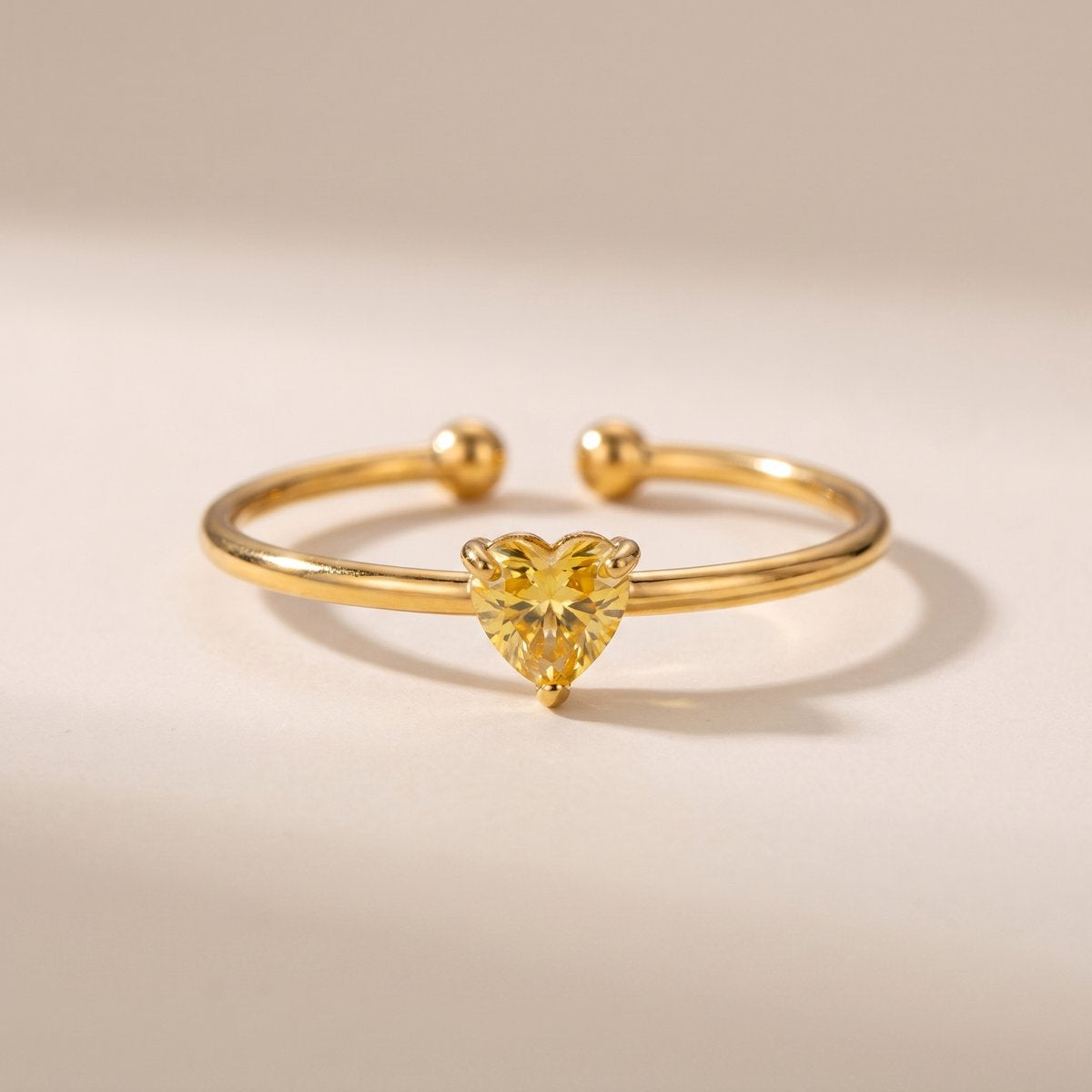 Lundholm Zoe ring november dames goudkleurig – birthstone ring met geel hartje (citrien)