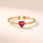Lundholm Zoe ring oktober dames goudkleurig – birthstone ring met roze hartje