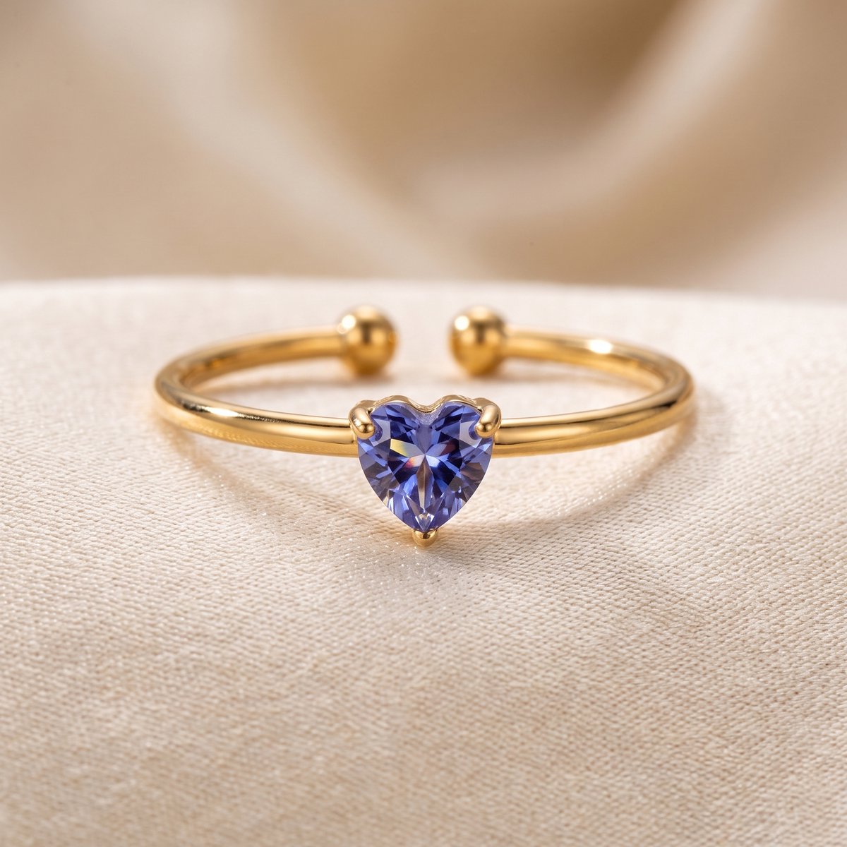 Lundholm Zoe september geboortesteen ring goud – verstelbaar one size