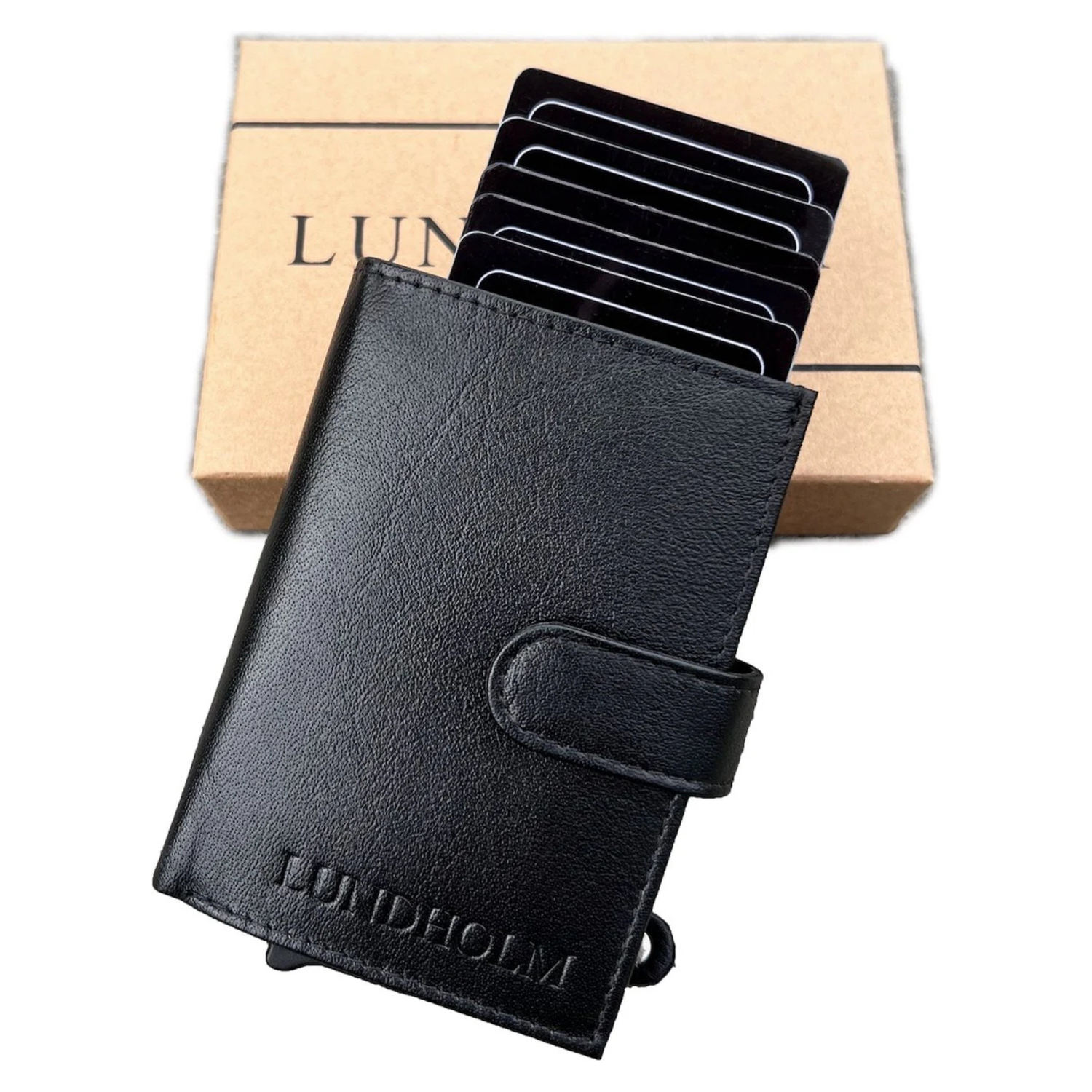 Lundholm Leren Pasjeshouder mannen Zwart | RFID anti-skim bescherming | Lundholm Örebro serie